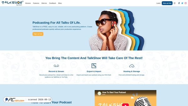 app.talkshoe.com screenshot