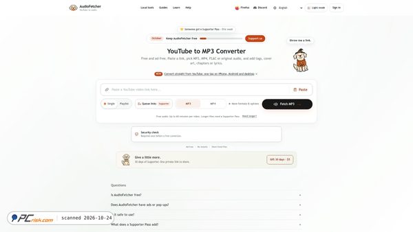 audiofetcher.com screenshot