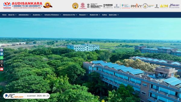 audisankarauniversity.edu.in screenshot