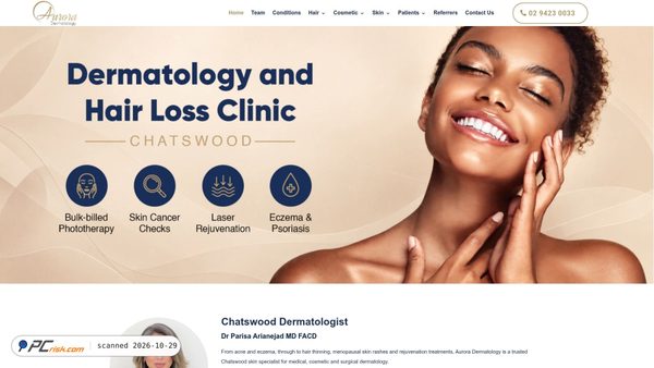 auroradermatology.com.au screenshot
