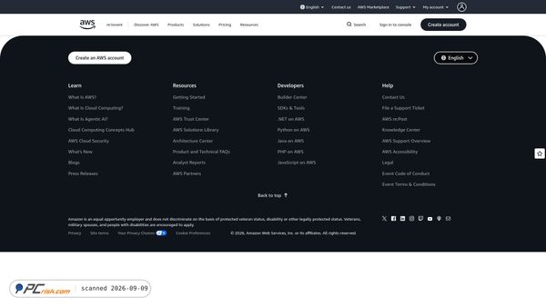 aws.amazon.com screenshot