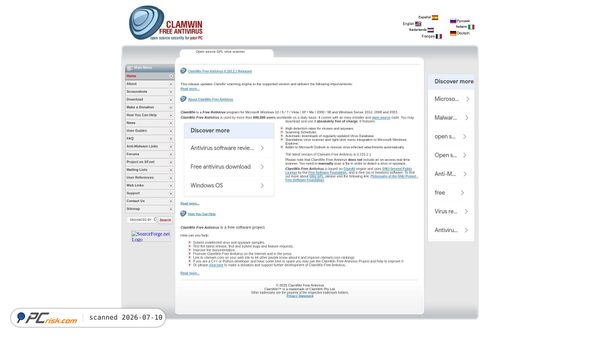 clamwin.com screenshot