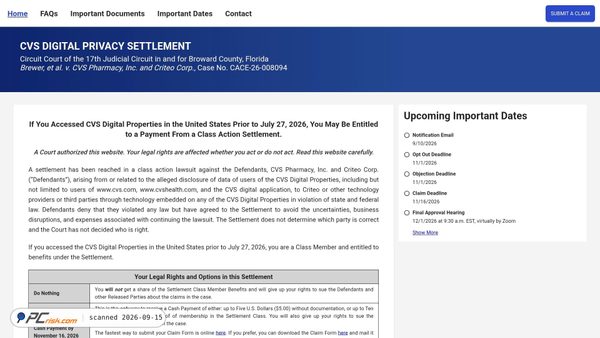 cvsdigitalprivacysettlement.com screenshot