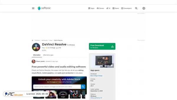 davinci-resolve.en.softonic.com screenshot
