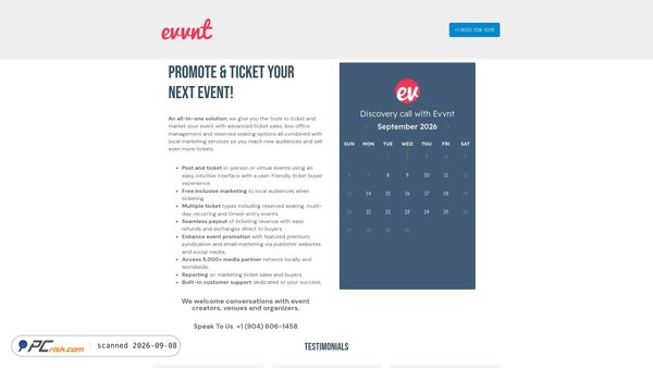 demo.evvnt.com screenshot