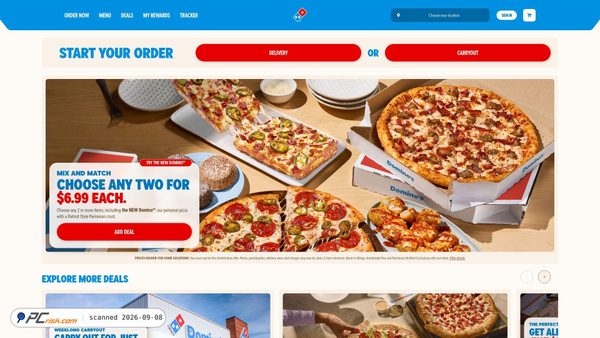 dominos.com screenshot