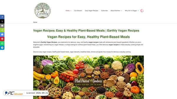 earthlyveganrecipes.com screenshot