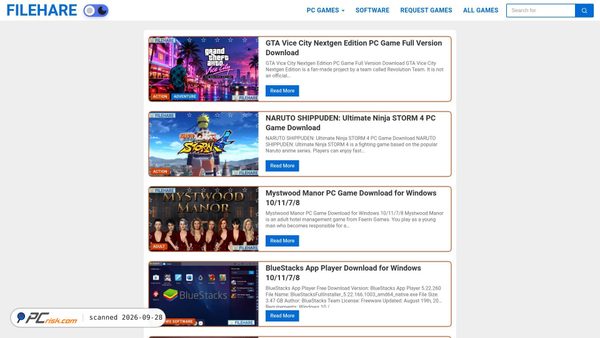 filehare.com screenshot