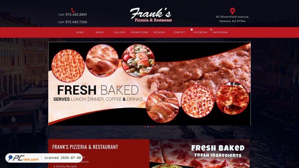 frankspizzerianj.com screenshot