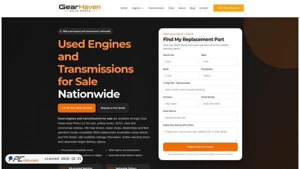 gearhavenautoparts.com screenshot