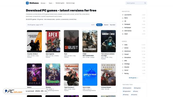hisgames.org screenshot