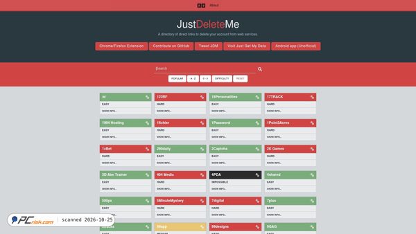justdeleteme.xyz screenshot