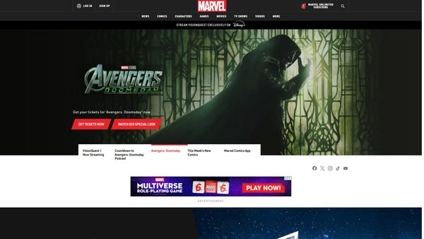 marvel.com screenshot