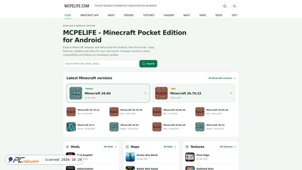 mcpelife.com screenshot