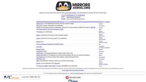 mirrors.kernel.org screenshot