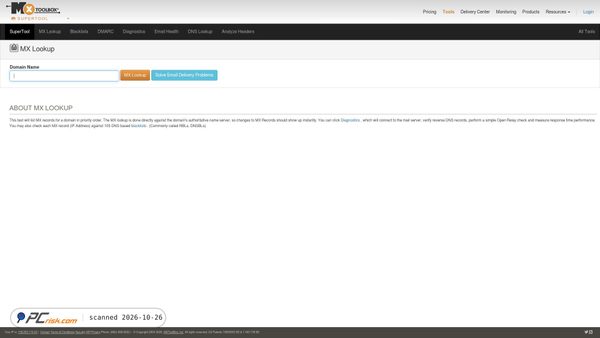 mxtoolbox.com screenshot