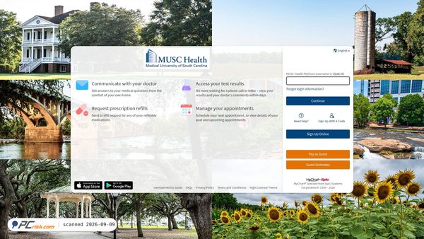mychart.musc.edu screenshot