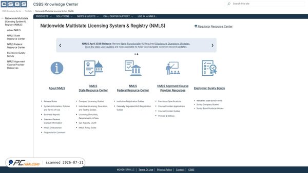 nationwidelicensingsystem.org screenshot