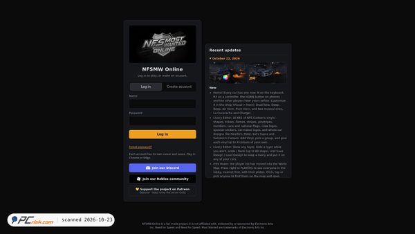 nfsmwonline.com screenshot