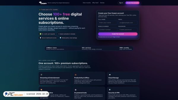 oxaam.com screenshot