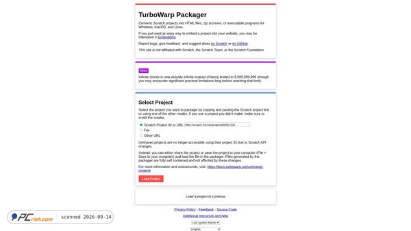 packager.turbowarp.org screenshot