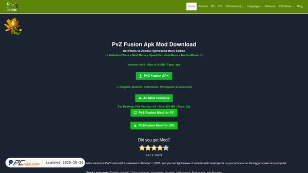 pvzfusion.net screenshot