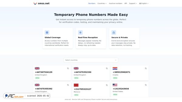 receivesms.cc screenshot