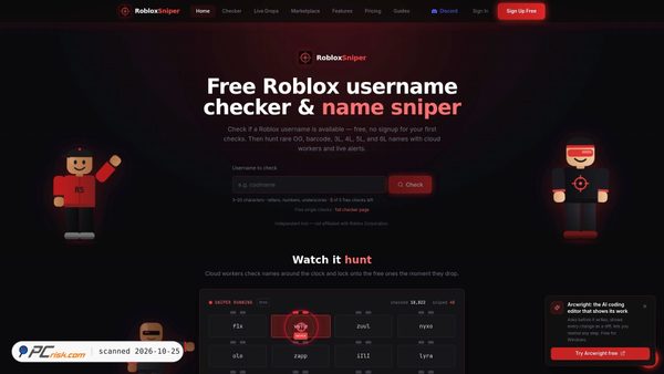 robloxsniper.com screenshot