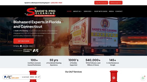 sadiesprocleaning.com screenshot