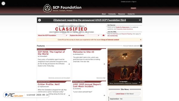 scp-wiki.wikidot.com screenshot