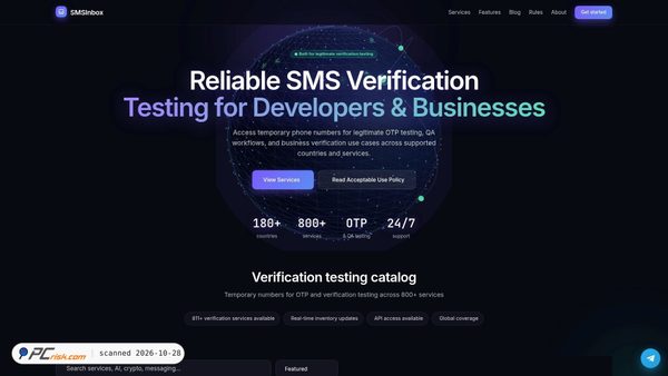 smsinbox.io screenshot
