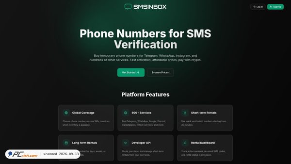 smsinbox.net screenshot