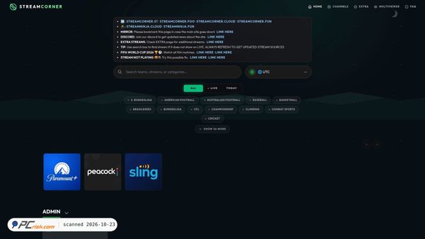 streamcorner.st screenshot