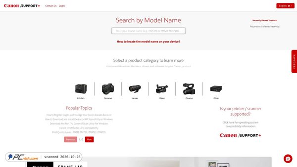 support.canon.ca screenshot