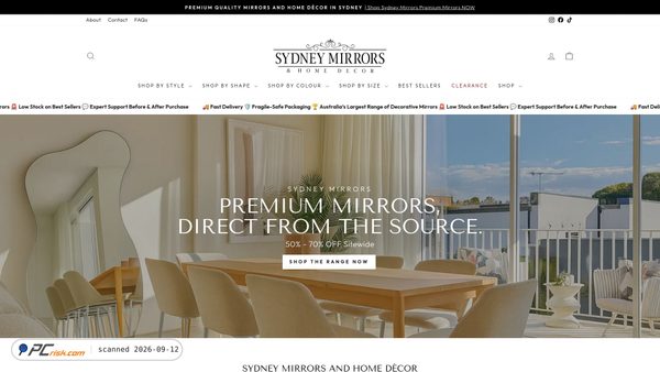 sydneymirrors.com screenshot