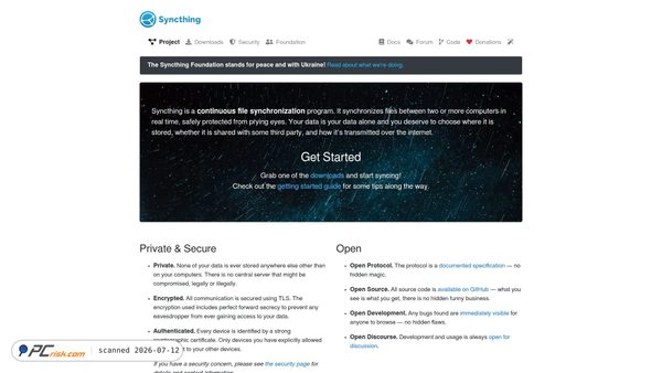 syncthing.net screenshot