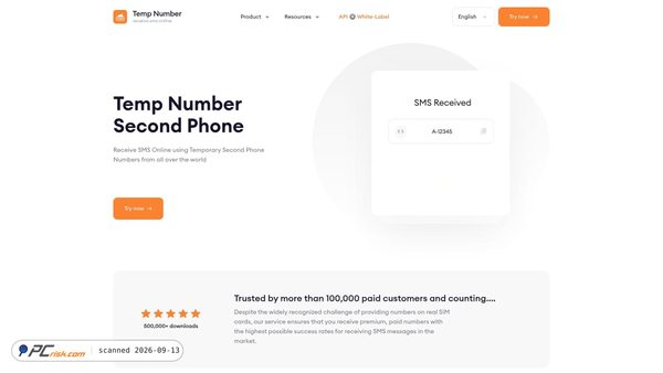 temp-number.org screenshot