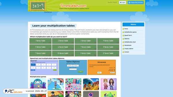 timestables.com screenshot