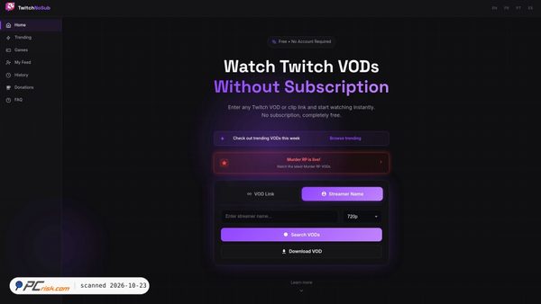 twitchnosub.com screenshot