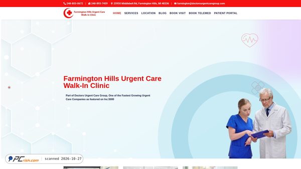 urgentcarefarmingtonhills.com screenshot