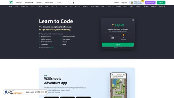 w3schools.com screenshot