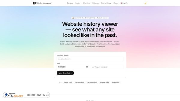websitehistoryviewer.com screenshot