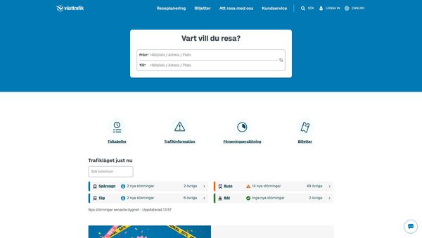 västtrafik.se screenshot