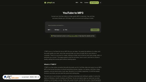 ytmp3.nz screenshot
