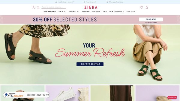 zierashoes.com.au screenshot